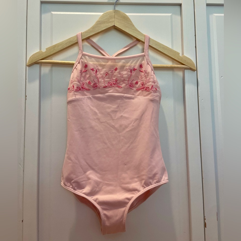 Mirella Soft Pink Ballet Leotard with Embroidery - size 8-10